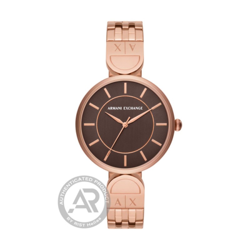 ARMANI EXCHANGE Ladies Rosegold plated Brown Dial AX5384