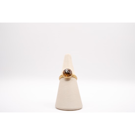 Χρυσό Κ14 Δακτυλίδι Ματ Χειροποίητο με Σιτριν 100564