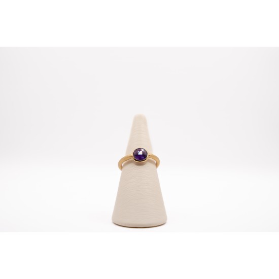 Χρυσό Κ14 Χειροποίητο δακτυλίδι με Αμέθυστο 100611
