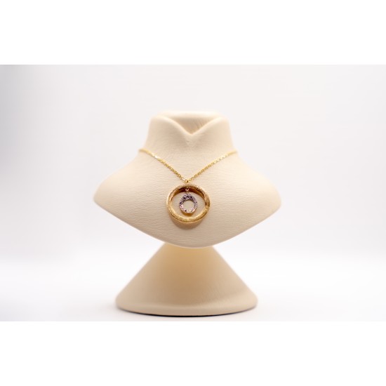 Χρυσό Κ14 χειροποίητο ματ κολιέ κύκλος 102007