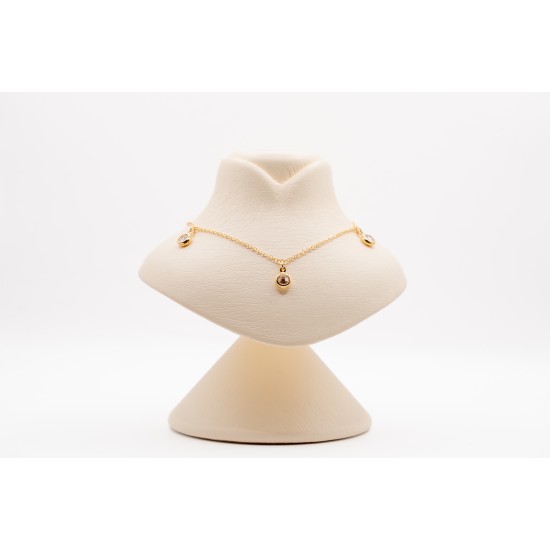 Χρυσό Κ14 Κολιέ με Κρεμαστά Ζιργκόν 102239