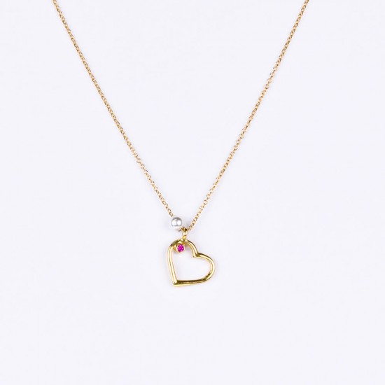 Χρυσό Κ14 Κολιέ καρδούλα 103056