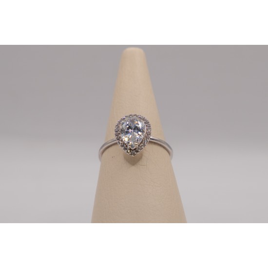 Λευκόχρυσο Κ14 Δακτυλίδι με Ζιργκόν σε σχήμα Δάκτυ 103995