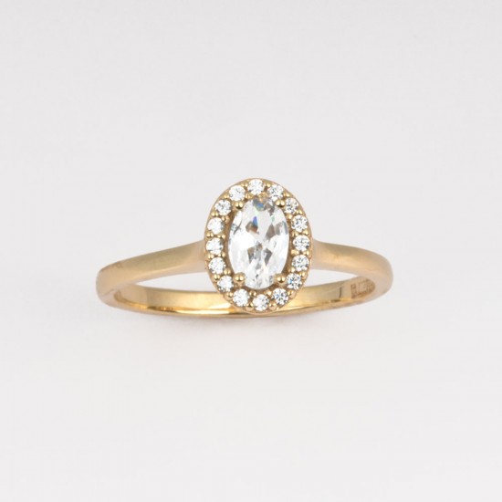 Χρυσό Κ14 Δακτυλίδι Οβάλ με ζιργκόν 105772