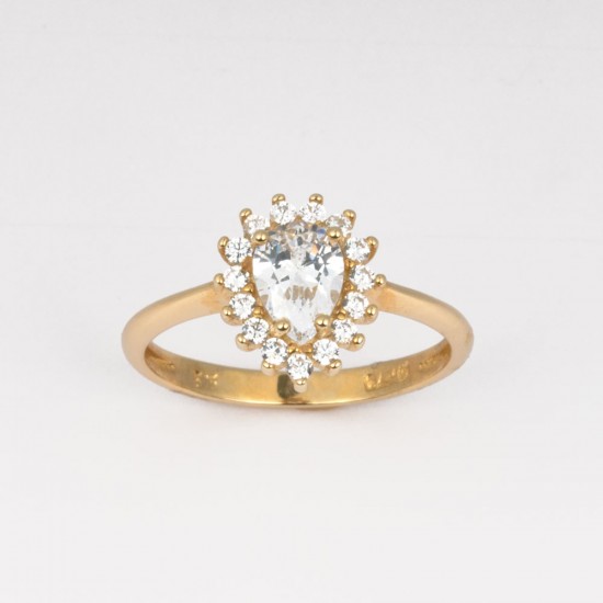 Χρυσό Κ14 Δακτυλίδι δάκρυ με ζιργκόν 105773