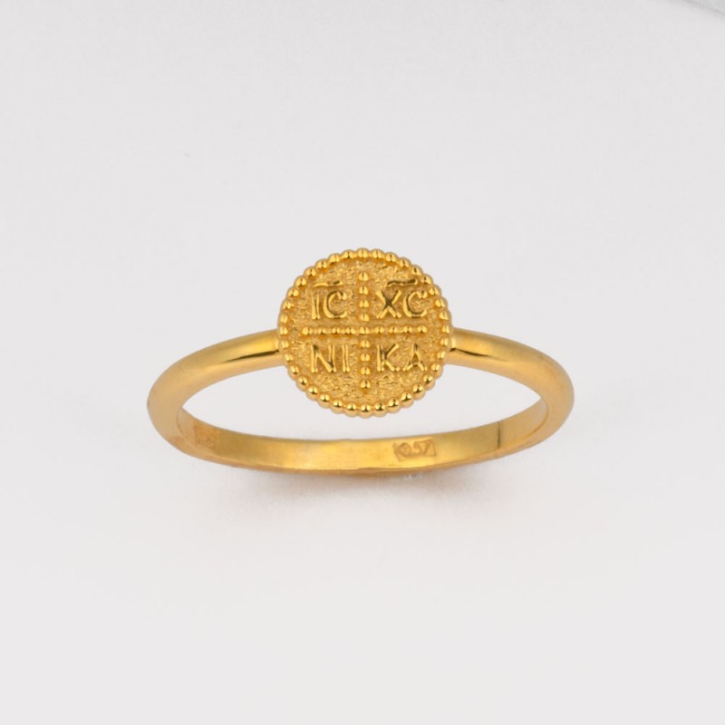 Χρυσό Κ14 Δακτυλίδι με κωσταντινάτο 107929