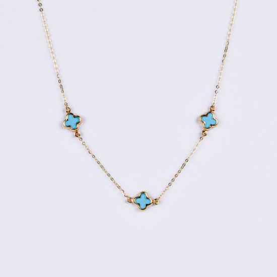 Χρυσό Κ14 Κολιέ με τιρκουάζ πέτρες 108083