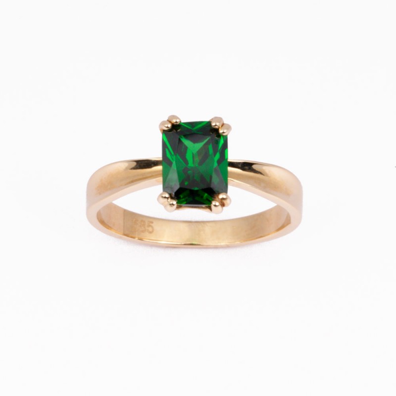 Χρυσό Κ14 Δακτυλίδι με πράσινο ζιργκόν 108460