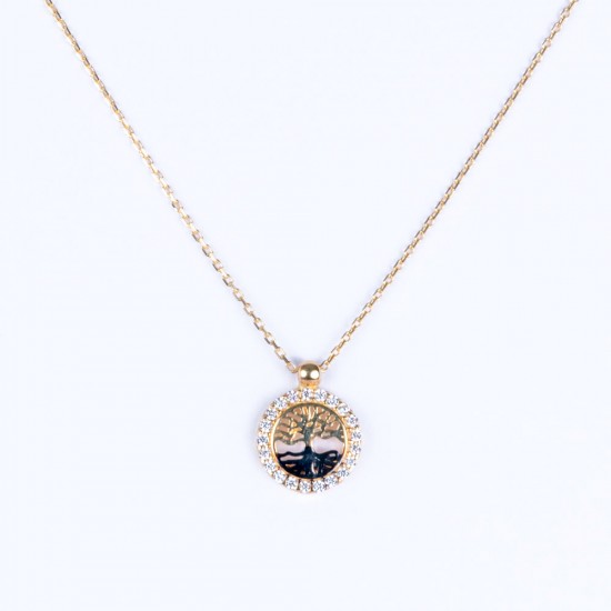 Χρυσό Κ14 Κολιέ με Δέντρο οικογένειας 108539