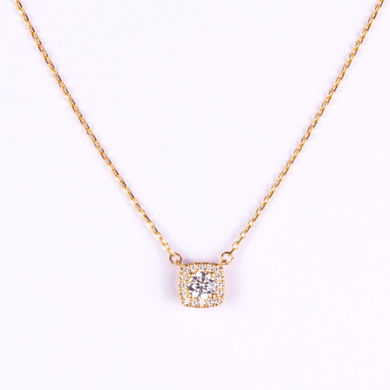 Χρυσό Κ14 Κολιέ Μονόπετρο με Ζιργκόν 108546