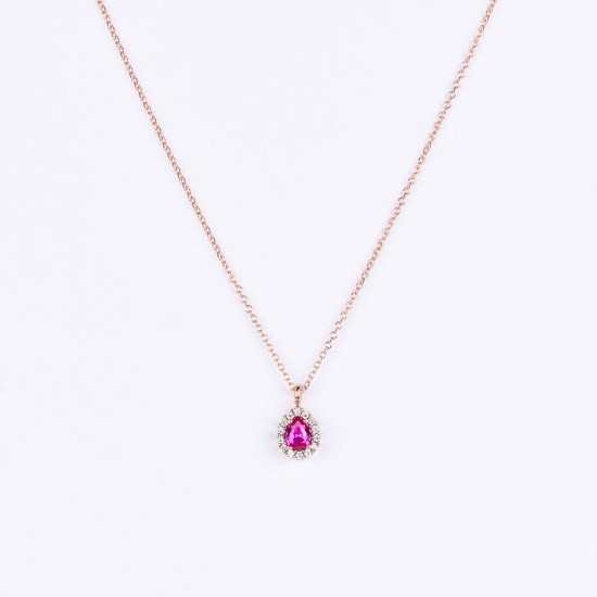 Ροζ Χρυσό Κ14 Κολιε με κόκκινο ζιργκόν 108999