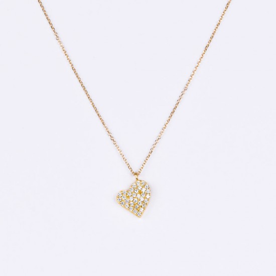 Χρυσό Κ14 Κολιέ με καρδιά 109053