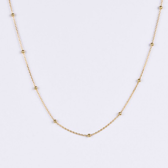 Χρυσό Κ14 Κολιέ με μπίλιες 109530