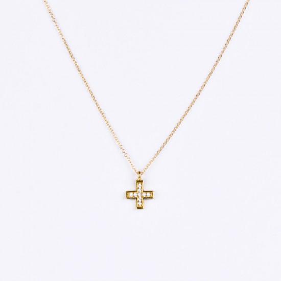 Χρυσό Κ14 Κολίε με σταυρό 109619