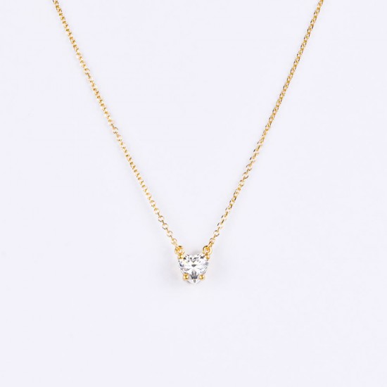 Χρυσό Κ14 Κολιέ με Ζιργκόν σε σχήμα καρδιάς 109621