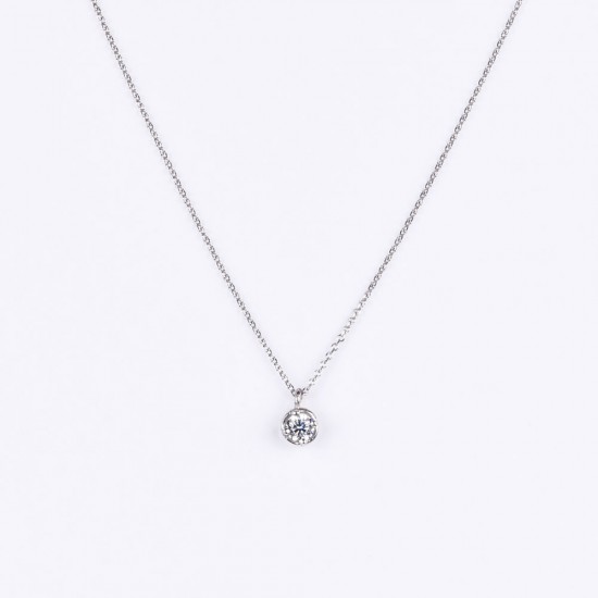 Λευκόχρυσο Κ14 Κολιέ Μονόπετρο με Ζιργκόν 109632