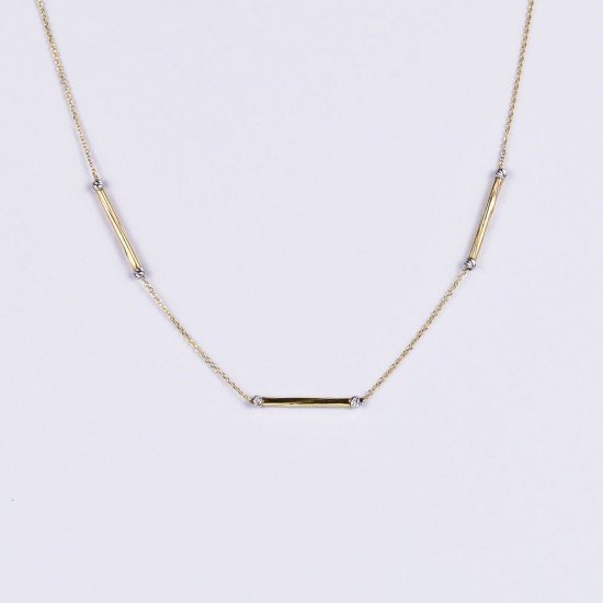Χρυσό Κ14 Κολιέ με λευκόχρυσες μπαρέτες 110459