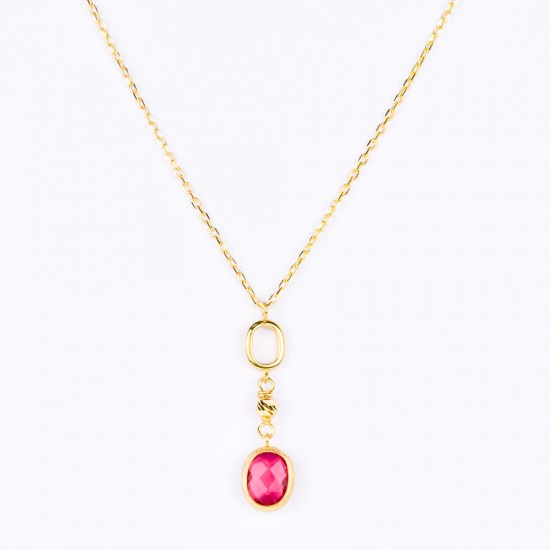 Χρυσό Κ14 Κολιε με Κουάρτς 110557