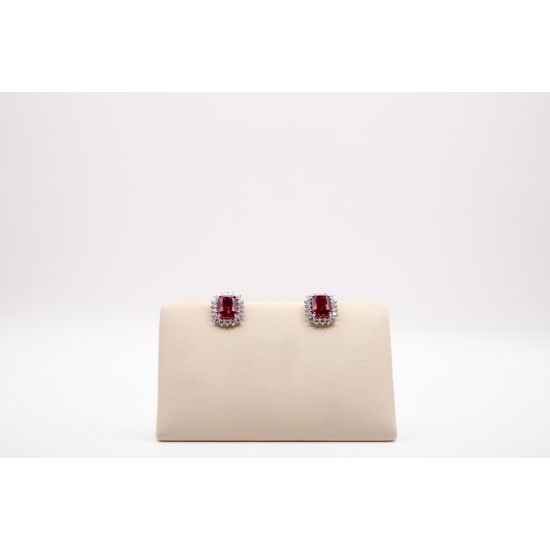 Λευκόχρυσα Κ14 Σκουλαρίκια με κόκκινο και λευκά Ζιργκόν 88836