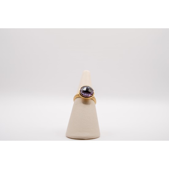Χρυσό Κ14 δακτυλίδι με Αμέθυστο 100565