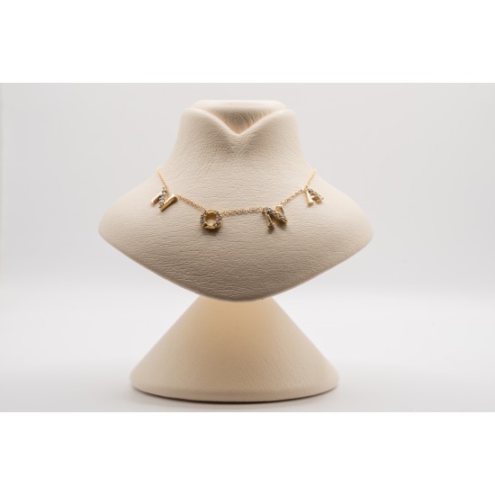 Χρυσό Κ9 Κολιέ ΝΟΝΑ με ζιργκόν 91240