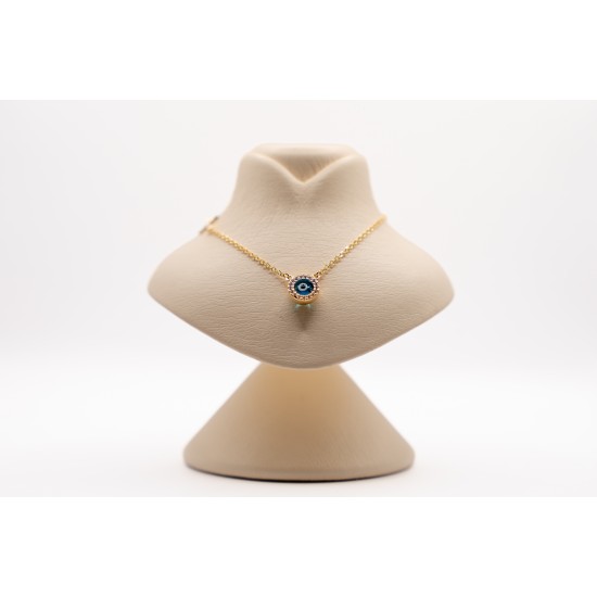 Χρυσό Κολιέ μάτι με σταυρό Κ14 102739