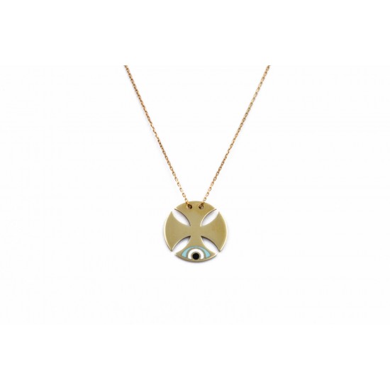 Χρυσό κ14 κολιέ Σταυρός με σμάλτο 89973