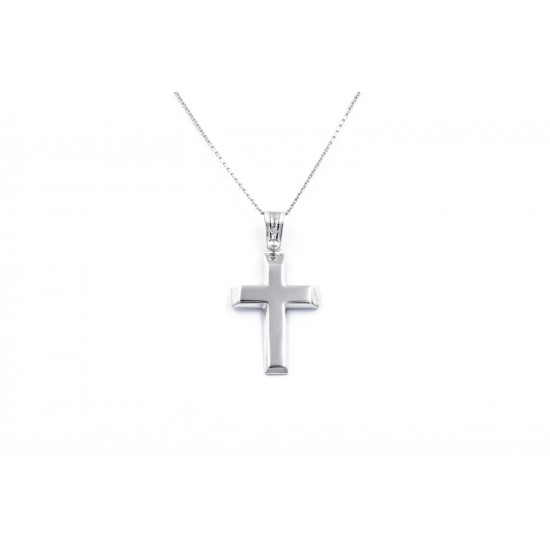 Λευκόχρυσος Κ14 σταυρός με καδένα 90433