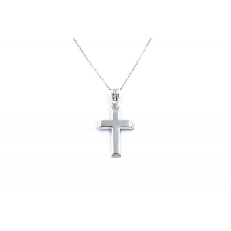 Whitegold K14 Cross with Chain 92058