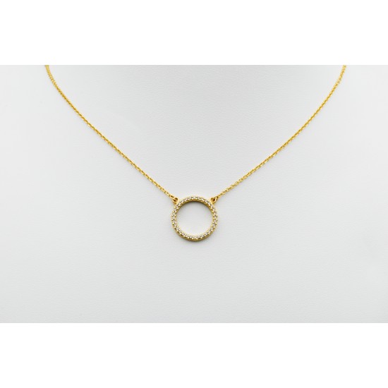 Χρυσό Κ14 Κολιέ με κύκλο με ζιργκόν 99953