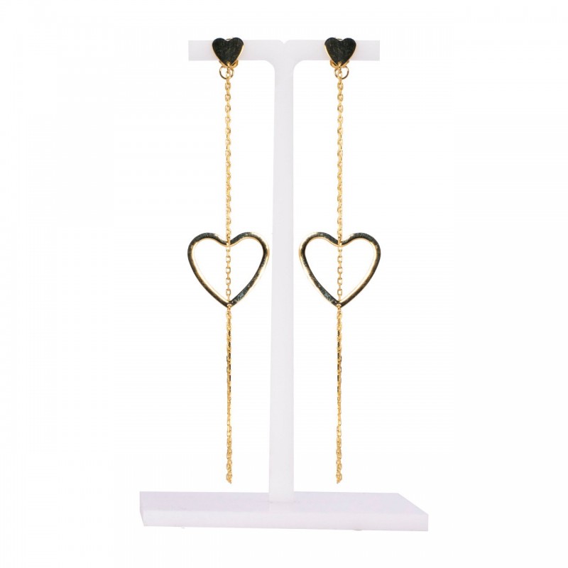 Gold K14 Chain Earings with Hearts 97088