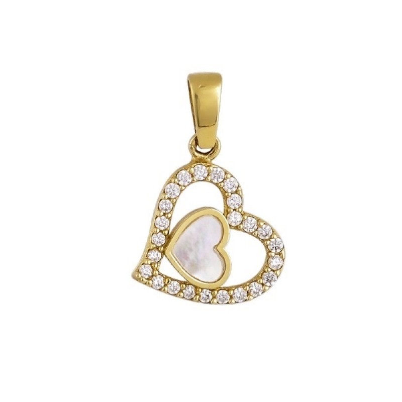 Gold Pendant K14 heart with MOP