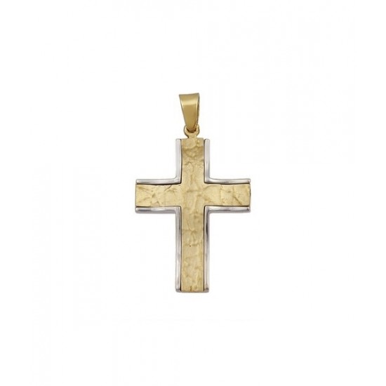 Χρυσός Κ14 Διμεταλλικός σταυρός 98936