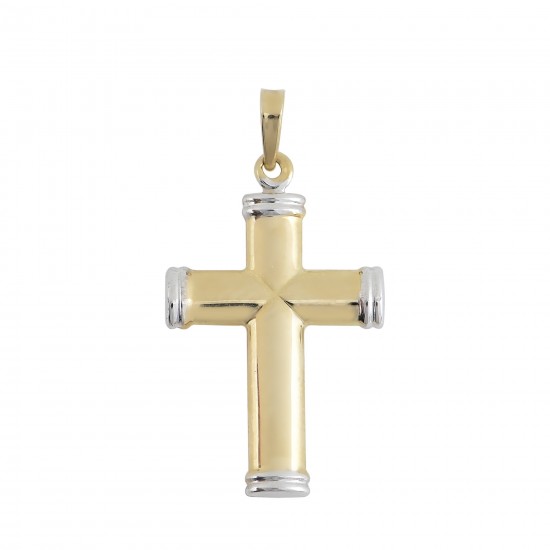 Χρυσός Σταυρός Κ14 με λευκόχρυσες λεπτομέρειες 99101