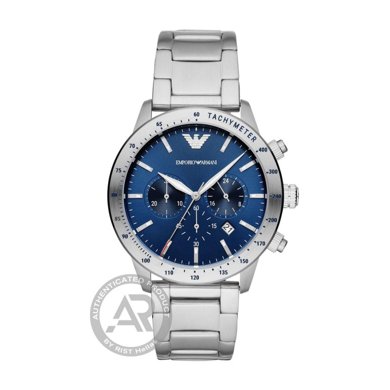 Emporio ARMANI Mario Blue chronograph steel bracelet AR11306