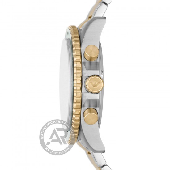 Emporio ARMANI Diver Chronograph Silver Gold Bracelet Men's Watch AR11361 Emporio ARMANI Diver Chronograph Silver Gold Bracelet Men's Watch AR11361