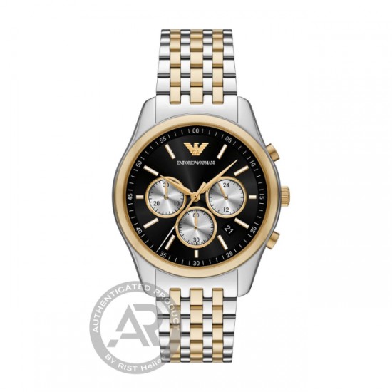 EMPORIO ARMANI Two tone Chronograph Black Dial AR11713