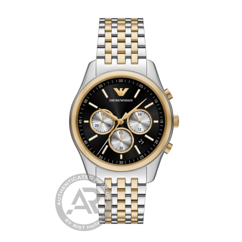 EMPORIO ARMANI Two tone Chronograph Black Dial AR11713