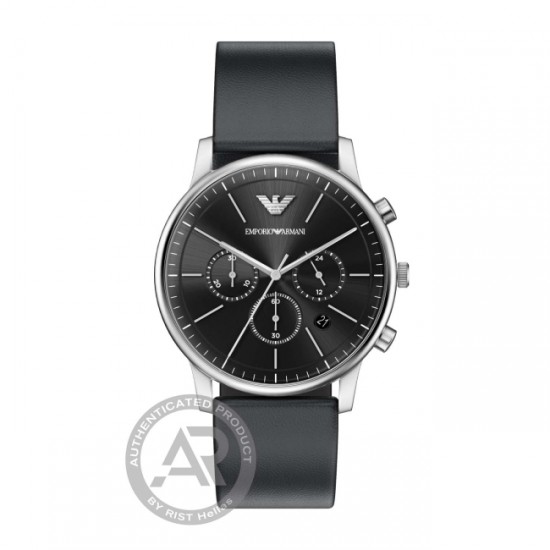 EMPORIO ARMANI Chronograph with Black Leather Strap AR11774