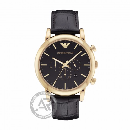 Emporio ARMANI Luigi  Chronograph Black Leather Strap Men's watch  AR1917 