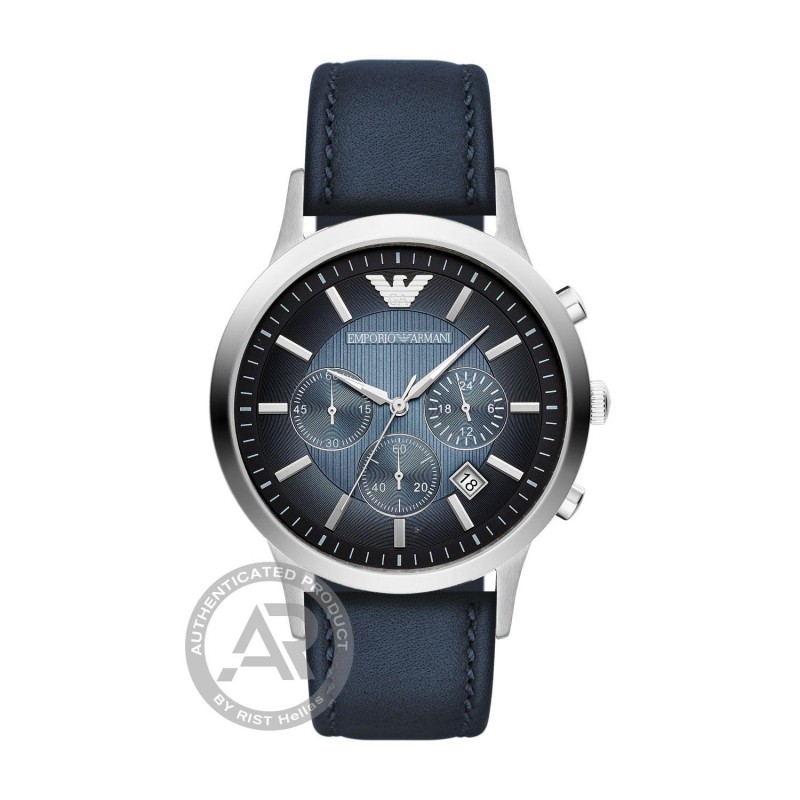 Emporio ARMANI Renato Blue Leather Strap Men's watch AR2473