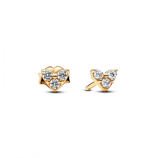 Pandora Triple Stone Heart Earrings Gold Plated 263003C01