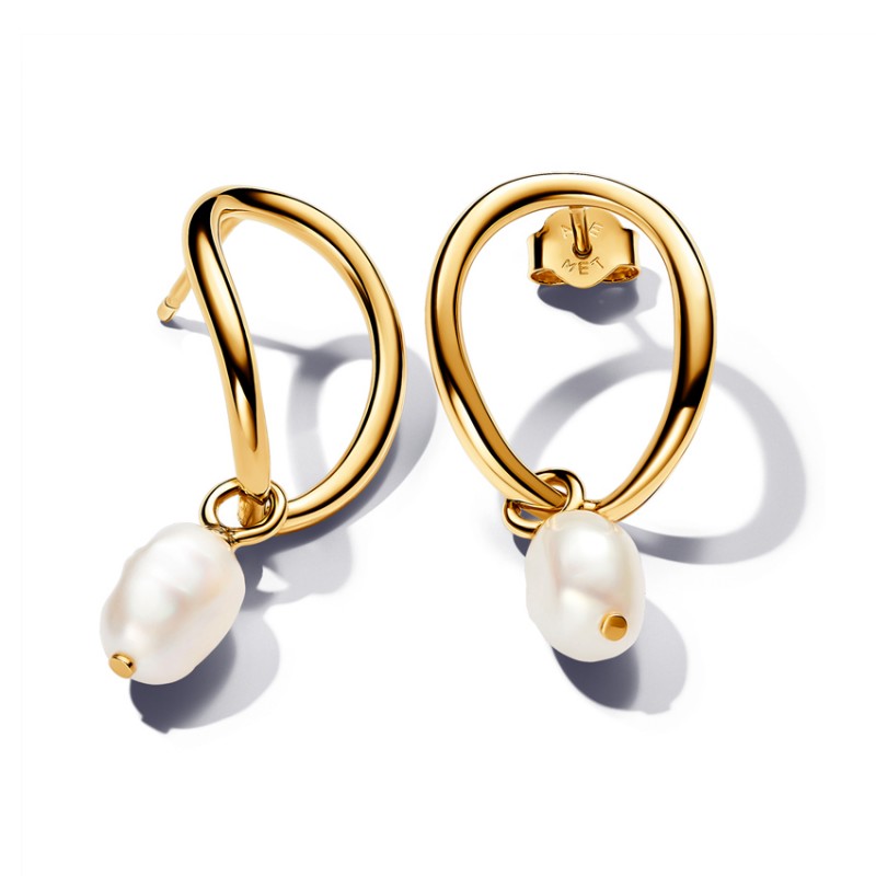 Pandora Earrings Gold plated with Fresh Water Pearls 263281C01