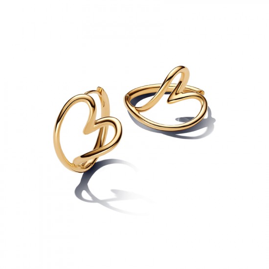 Pandora Gold Plated Heart Earrings 263807C00