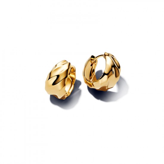 Pandora Rippled Hoop Earrings Gold plated 263874C00