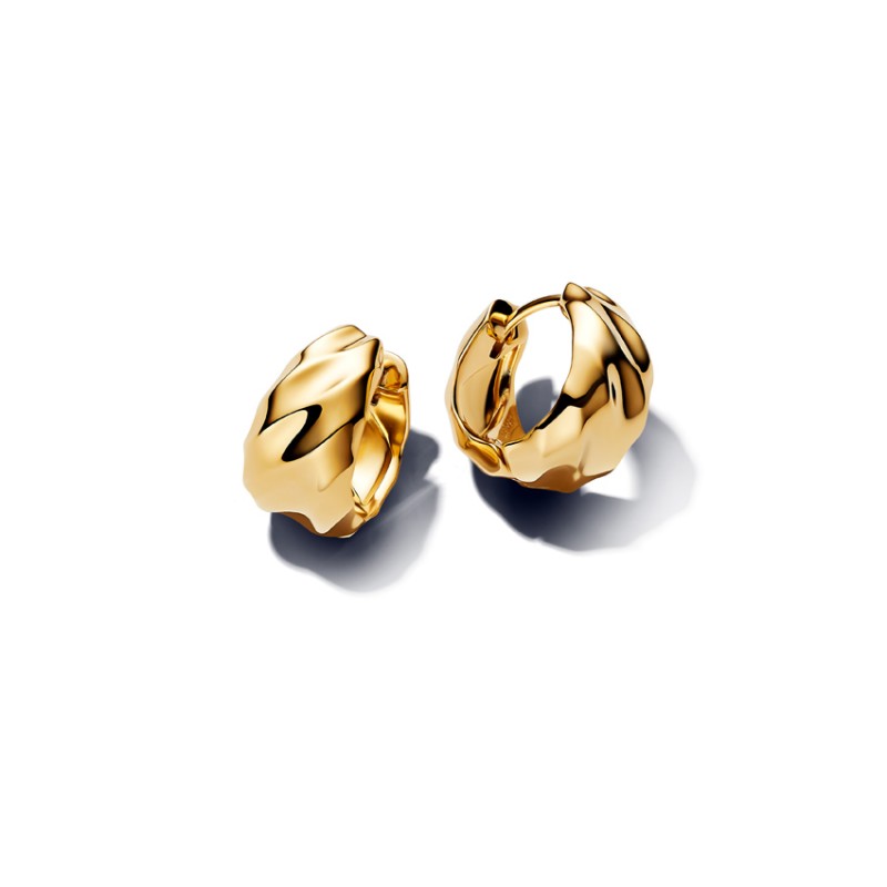 Pandora Rippled Hoop Earrings Gold plated 263874C00