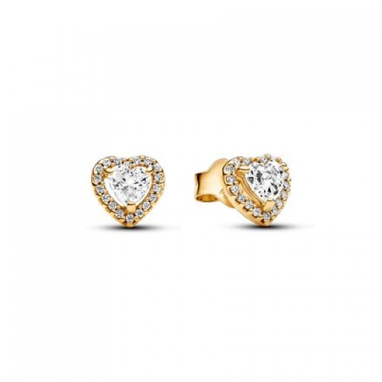 Pandora Sparkling Elevated Heart Stud Earrings Gold Plated 268427C01
