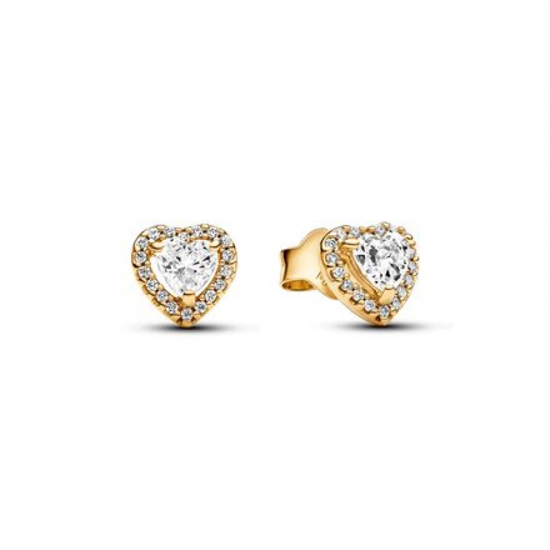 Pandora Sparkling Elevated Heart Stud Earrings Gold Plated 268427C01 Pandora Sparkling Elevated Heart Stud Earrings Gold Plated 268427C01