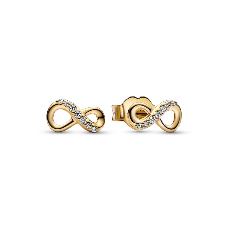 Pandora Gold Plated Sparkling Infinity Stud Earrings 268820C01