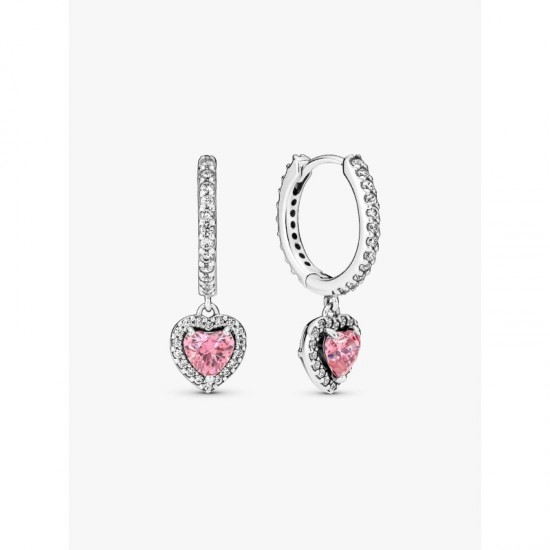 Pandora  Sparkling Halo Pink Heart Hoop Earrings 291445C01